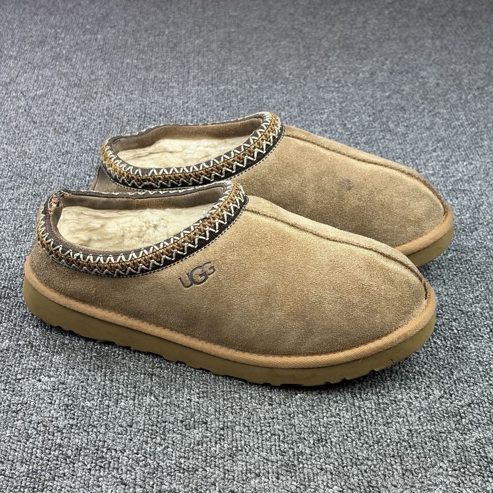 UGG Tasman Suede Slippers Chestnut Brown Sheepskin Lining 5950 Men's Size 10